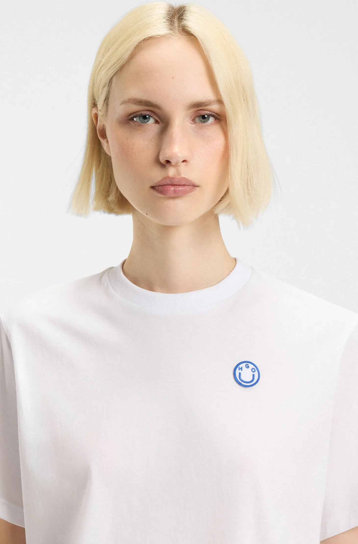 T-Shirt aus Baumwoll-Jersey mit Happy HUGO Logo