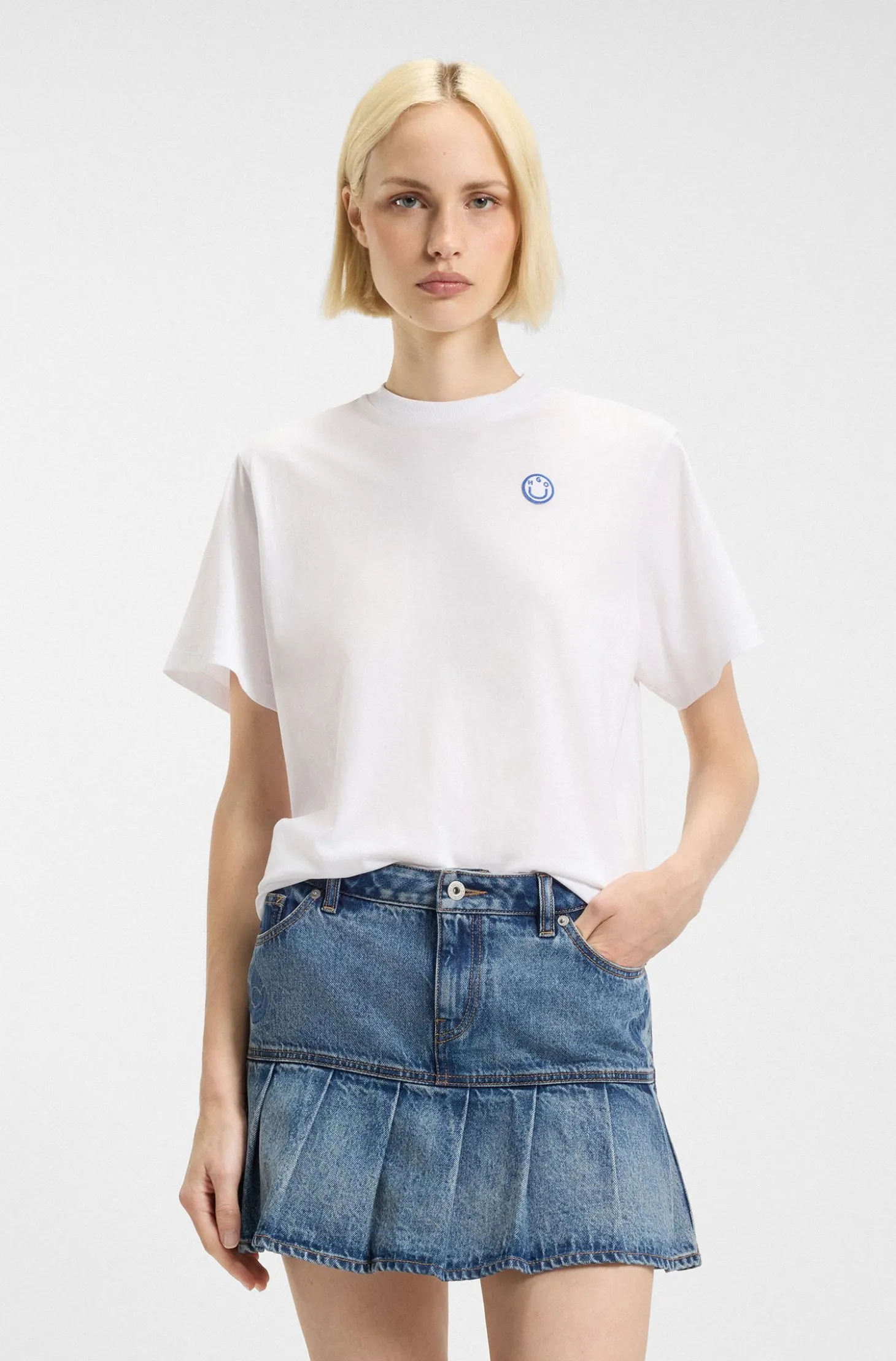 T-Shirt aus Baumwoll-Jersey mit Happy HUGO Logo