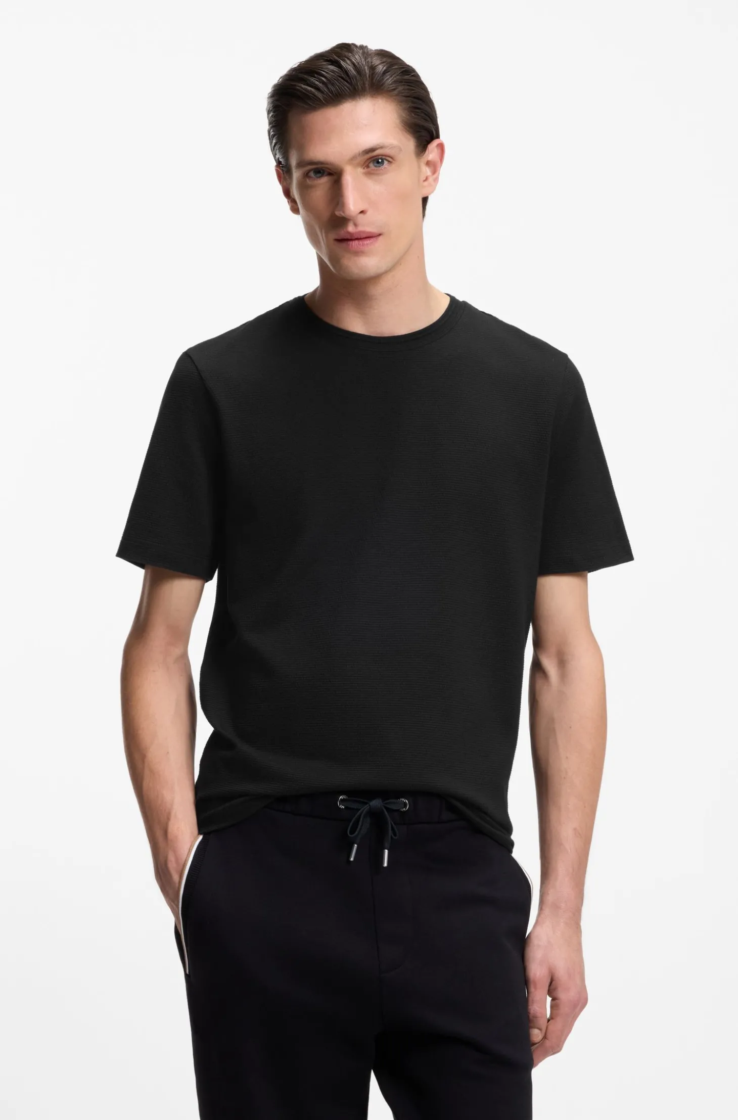 T-Shirt aus Baumwoll-Mix mit Bubble-Jacquard-Struktur