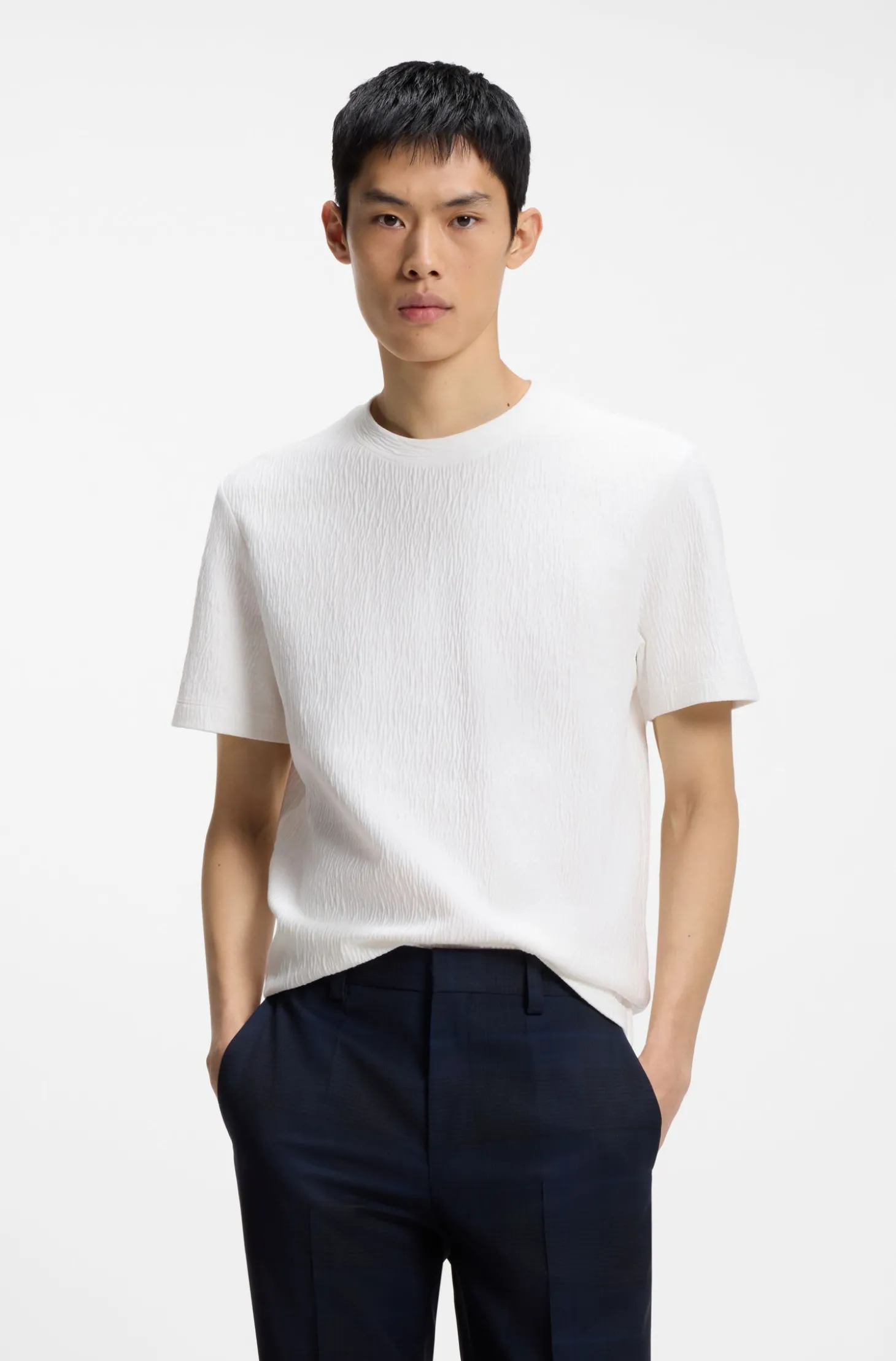 T-Shirt aus Baumwoll-Mix mit Knitteroptik
