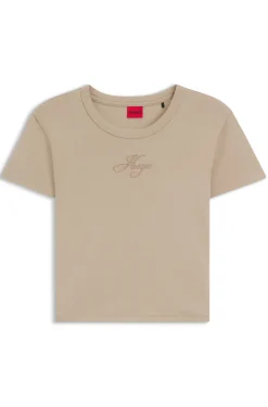 T-Shirt aus Baumwoll-Mix mit Logo-Stickerei