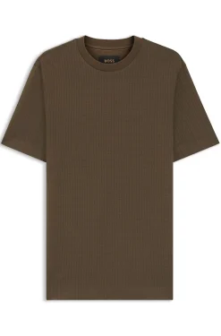 T-Shirt aus Baumwoll-Mix mit Seide und geometrischem Jacquard-Muster