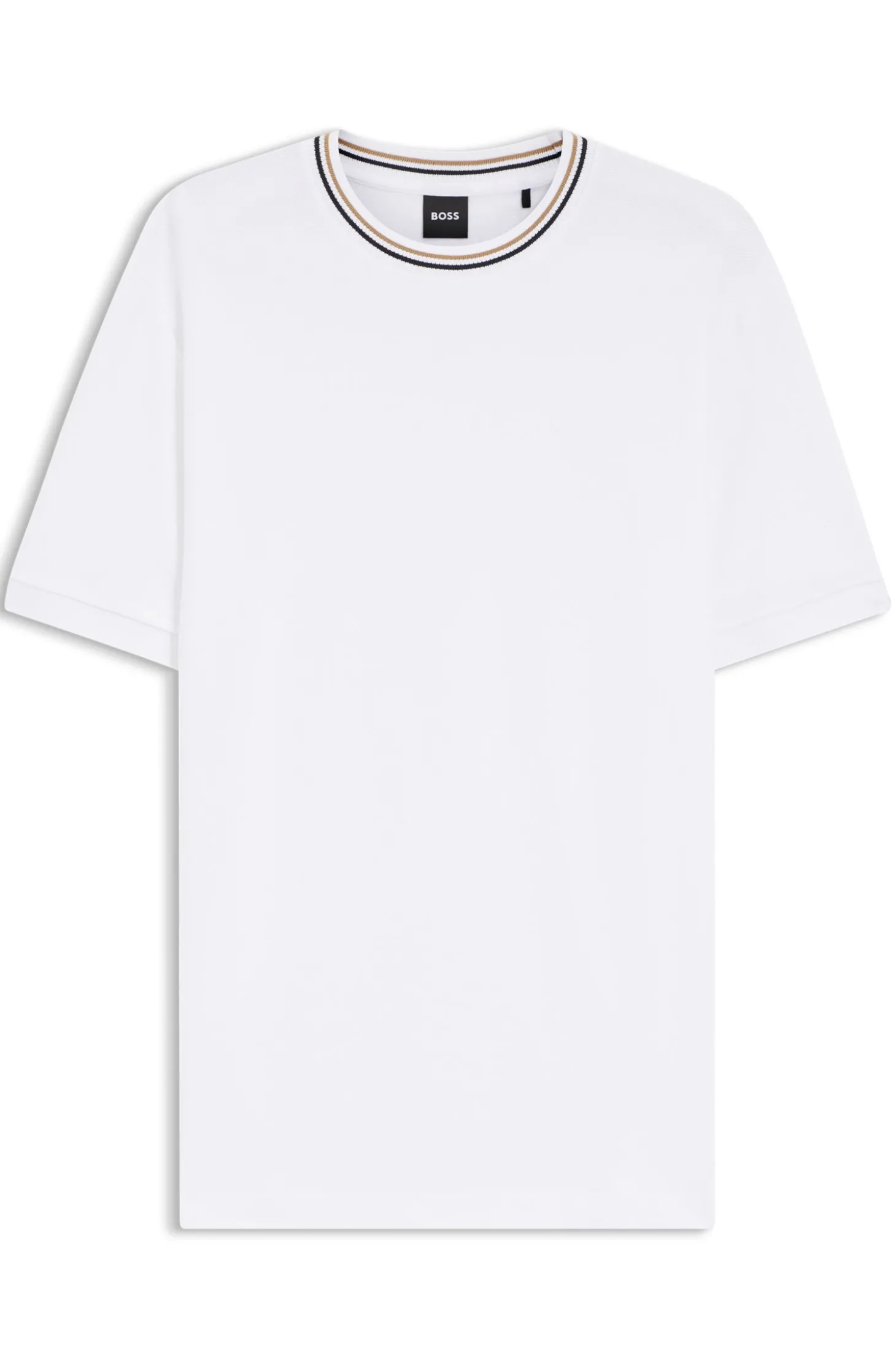 T-Shirt aus Baumwoll-Piqué mit gestreiftem Kragen