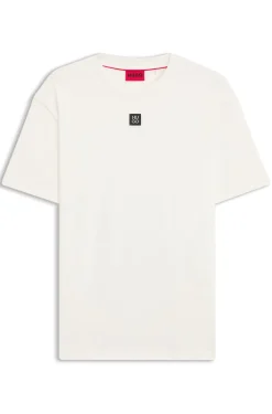 T-Shirt aus Interlock-Baumwolle mit metallenem Stack-Logo-Badge