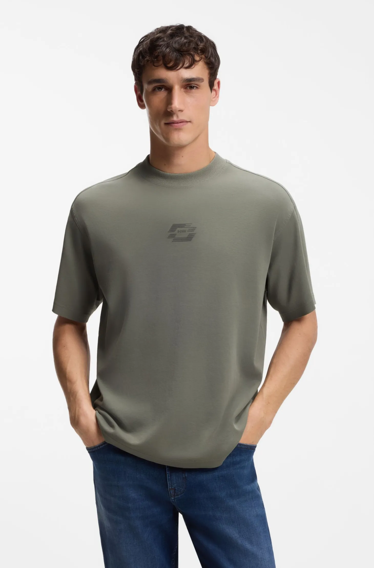 T-Shirt aus Interlock-Baumwolle mit Logo-Artwork