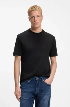T-Shirt aus Interlock-Baumwolle mit Logo-Stickerei