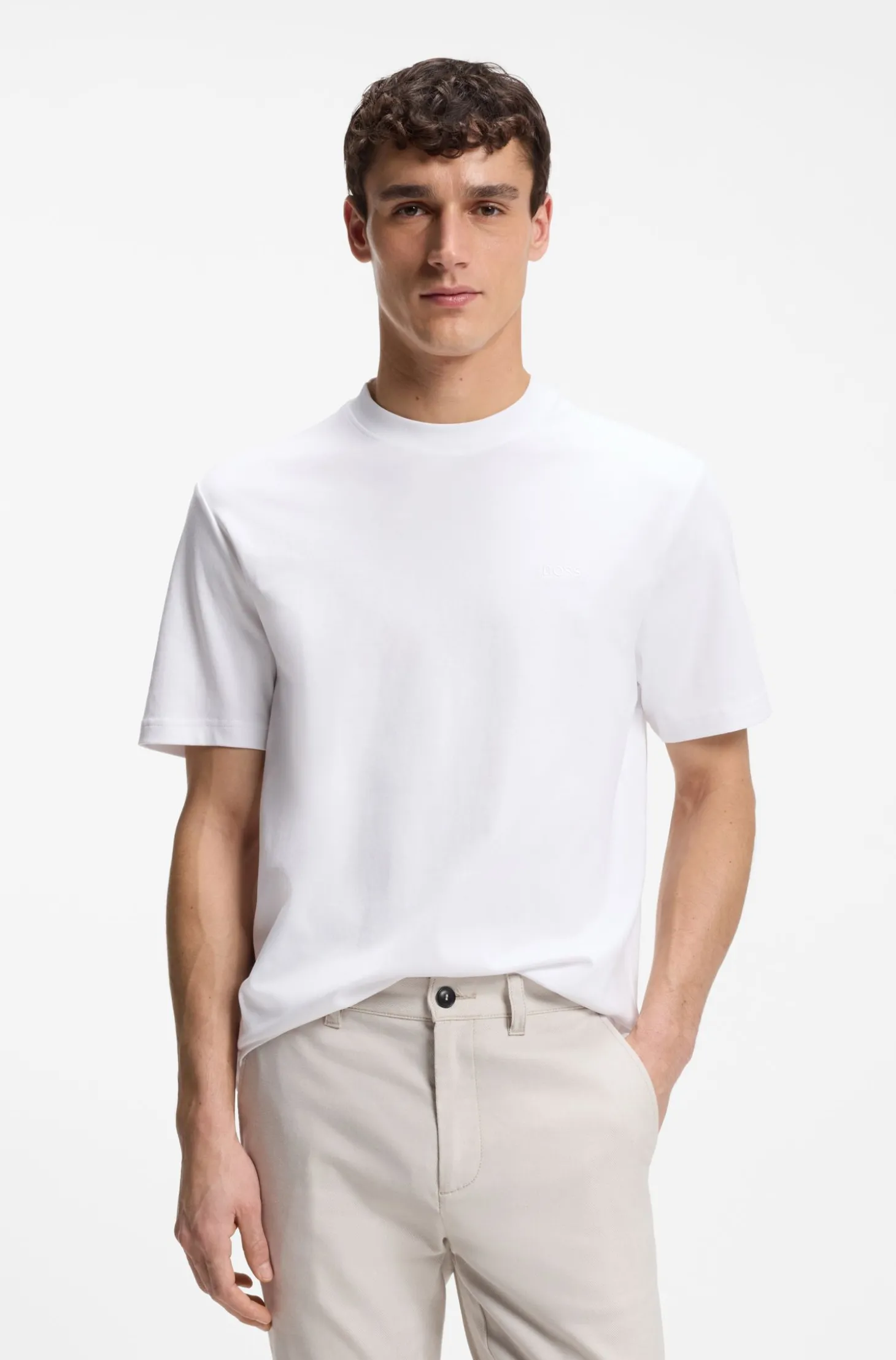 T-Shirt aus Interlock-Baumwolle mit Logo-Stickerei