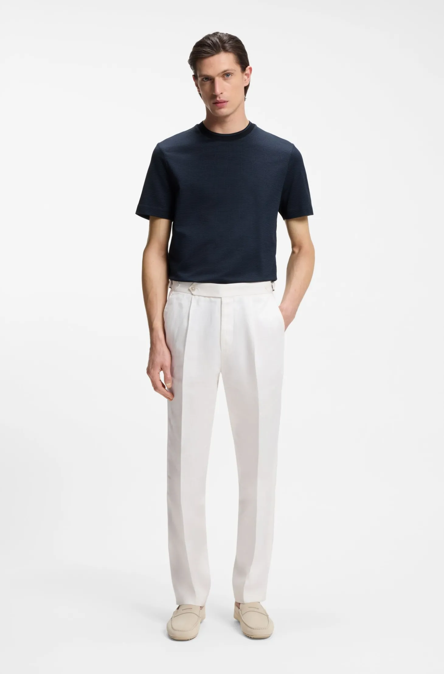 T-Shirt aus merzerisierter Baumwolle mit dreifarbigem Jacquard-Muster