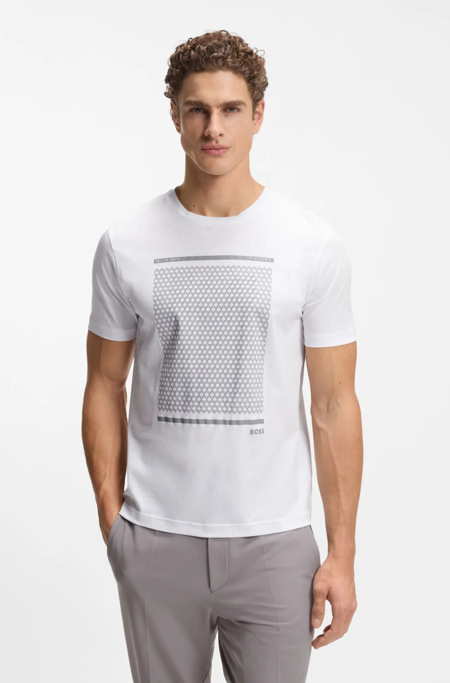 T-Shirt aus merzerisierter Baumwolle mit geometrischem Artwork