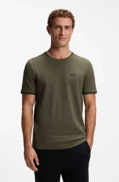 T-Shirt aus Stretch-Baumwolle mit Streifen und Logo
