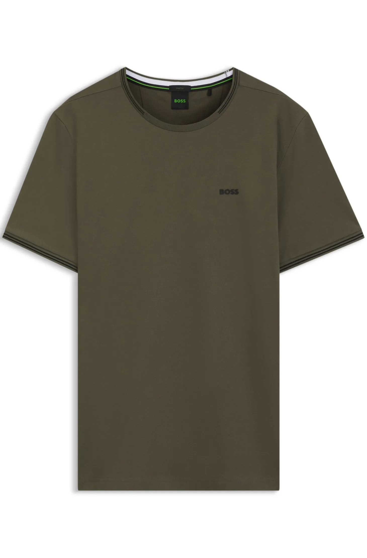 T-Shirt aus Stretch-Baumwolle mit Streifen und Logo