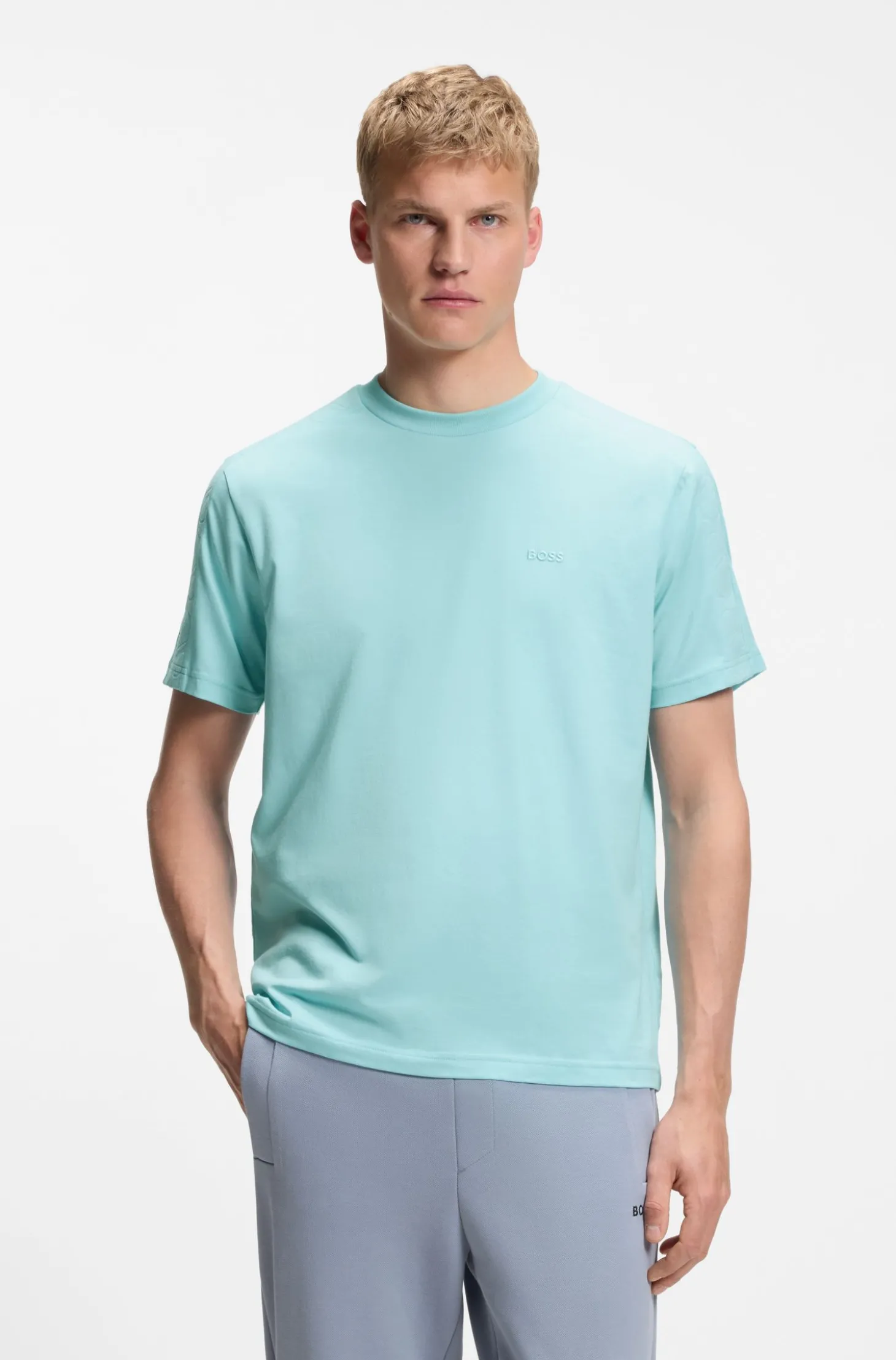 T-Shirt aus Stretch-Baumwolle mit Jacquard-Tape