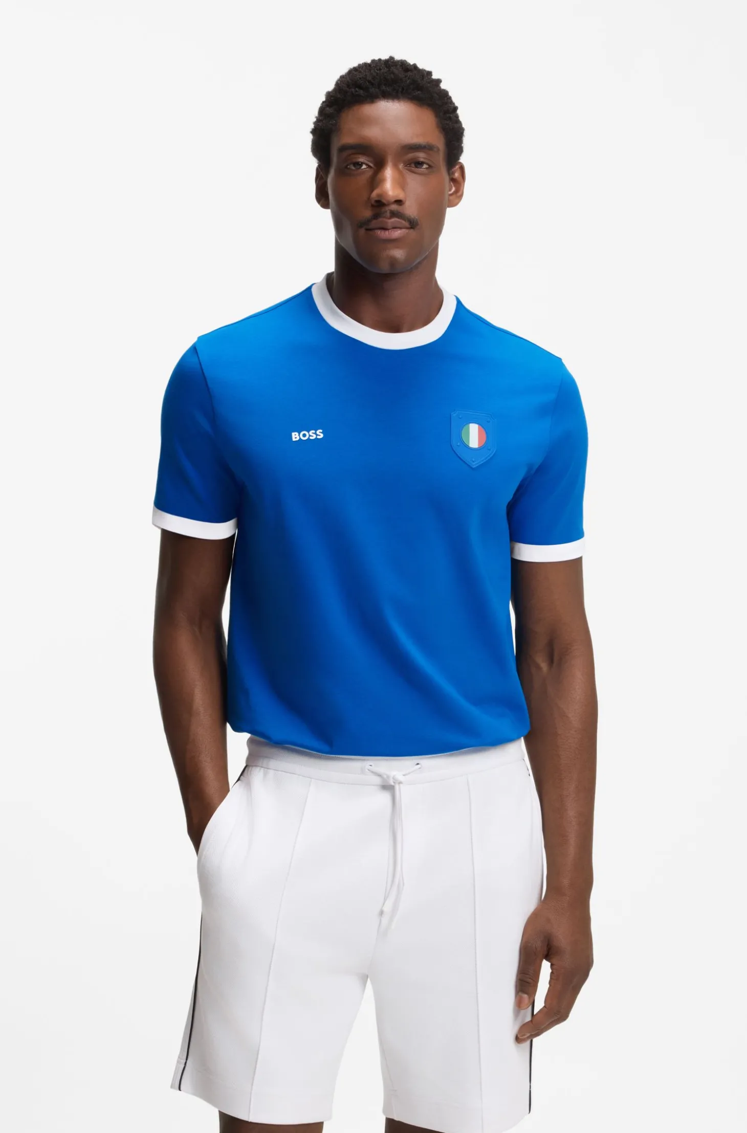T-Shirt aus Stretch-Baumwolle mit Landesflagge und Logo