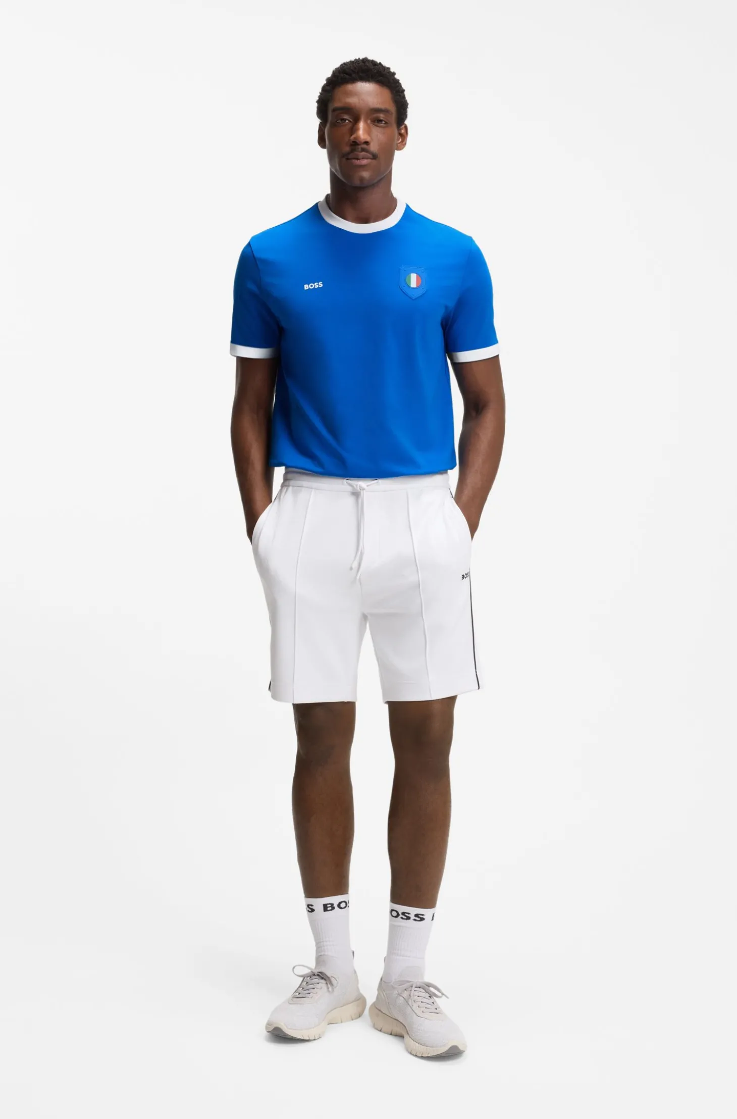 T-Shirt aus Stretch-Baumwolle mit Landesflagge und Logo