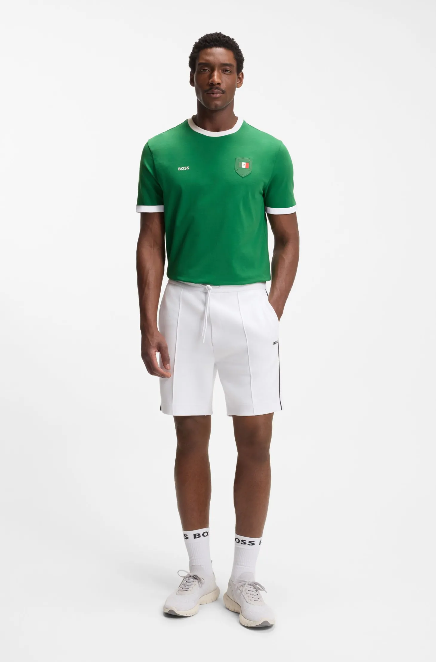 T-Shirt aus Stretch-Baumwolle mit Landesflagge und Logo