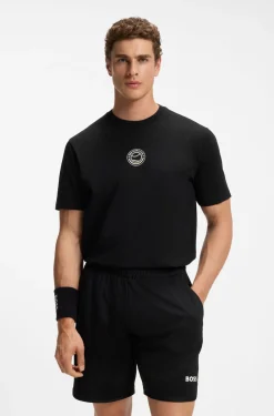 T-Shirt aus Stretch-Baumwolle mit Tennis-Artwork