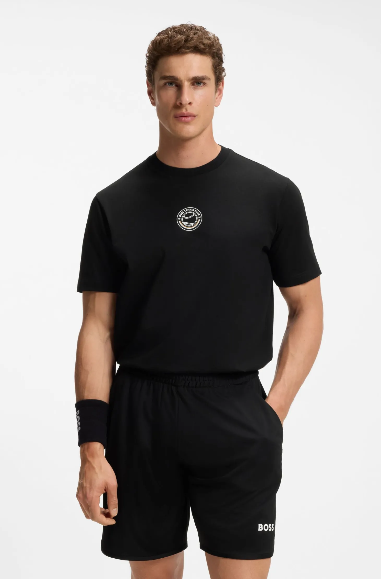T-Shirt aus Stretch-Baumwolle mit Tennis-Artwork