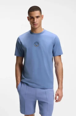 T-Shirt aus Stretch-Baumwolle mit Tennis-Artwork