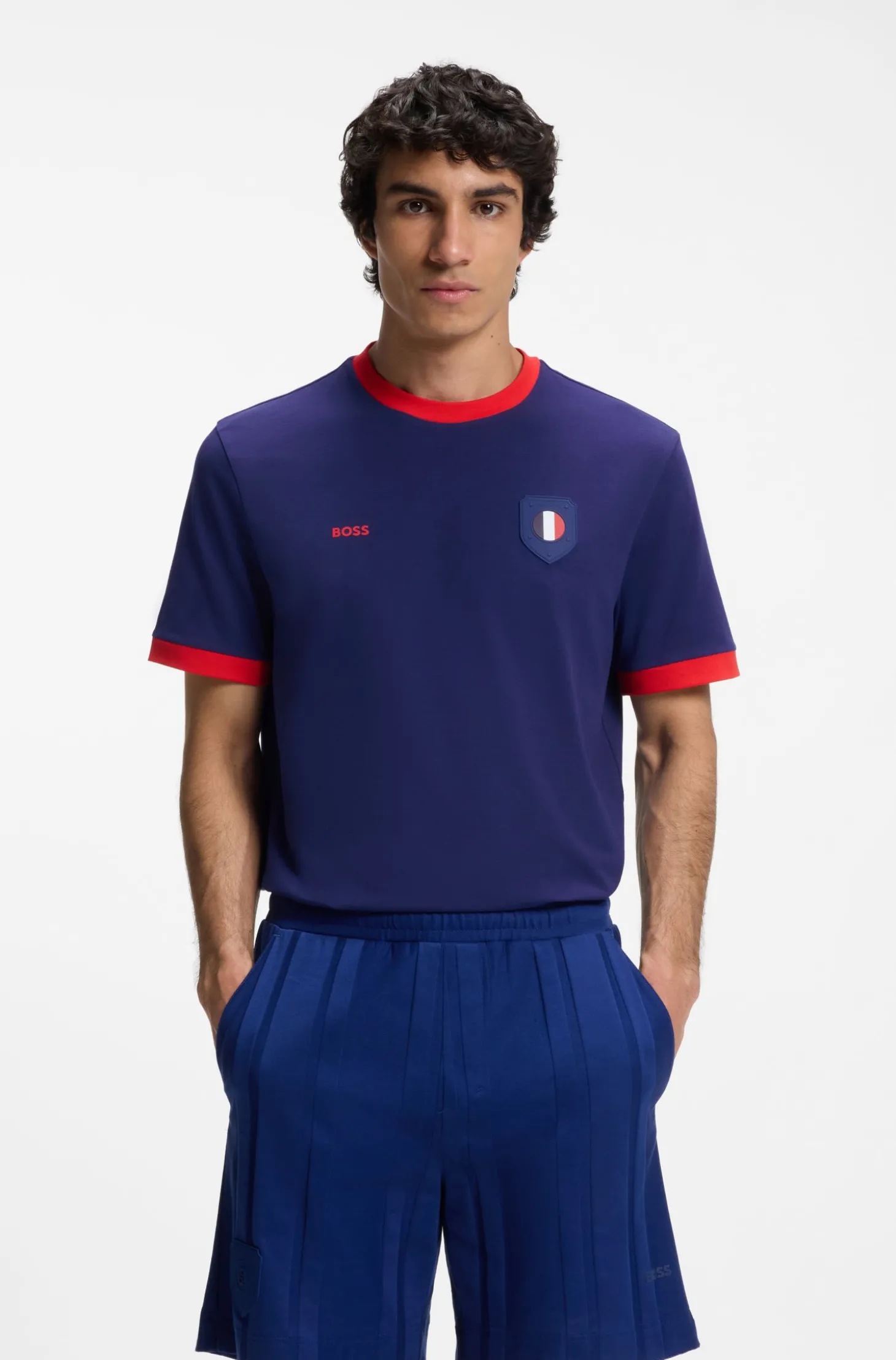 T-Shirt aus Stretch-Baumwolle mit Landesflagge und Logo