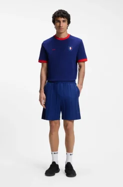 T-Shirt aus Stretch-Baumwolle mit Landesflagge und Logo
