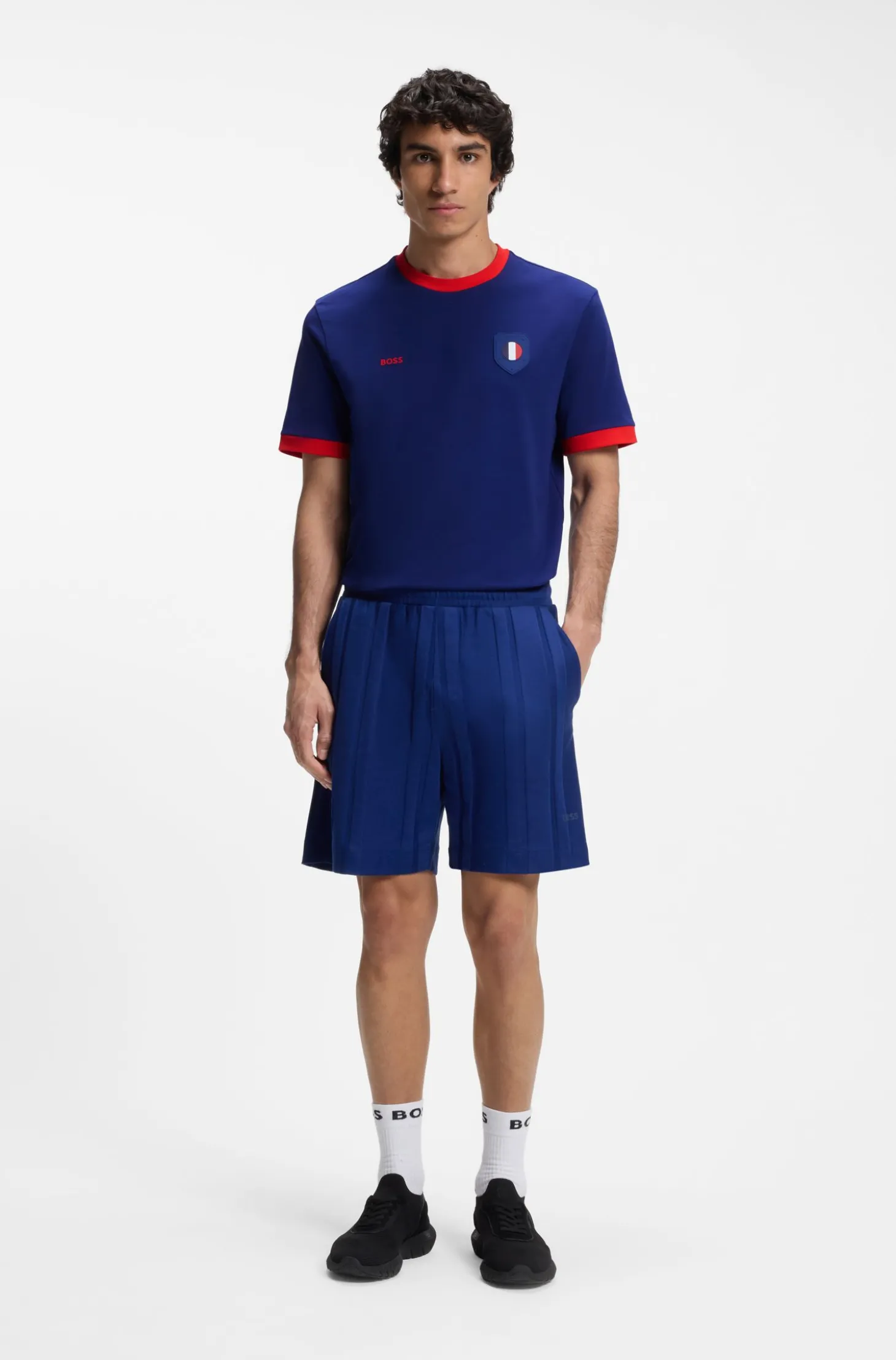 T-Shirt aus Stretch-Baumwolle mit Landesflagge und Logo