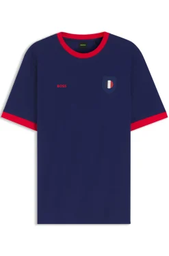 T-Shirt aus Stretch-Baumwolle mit Landesflagge und Logo