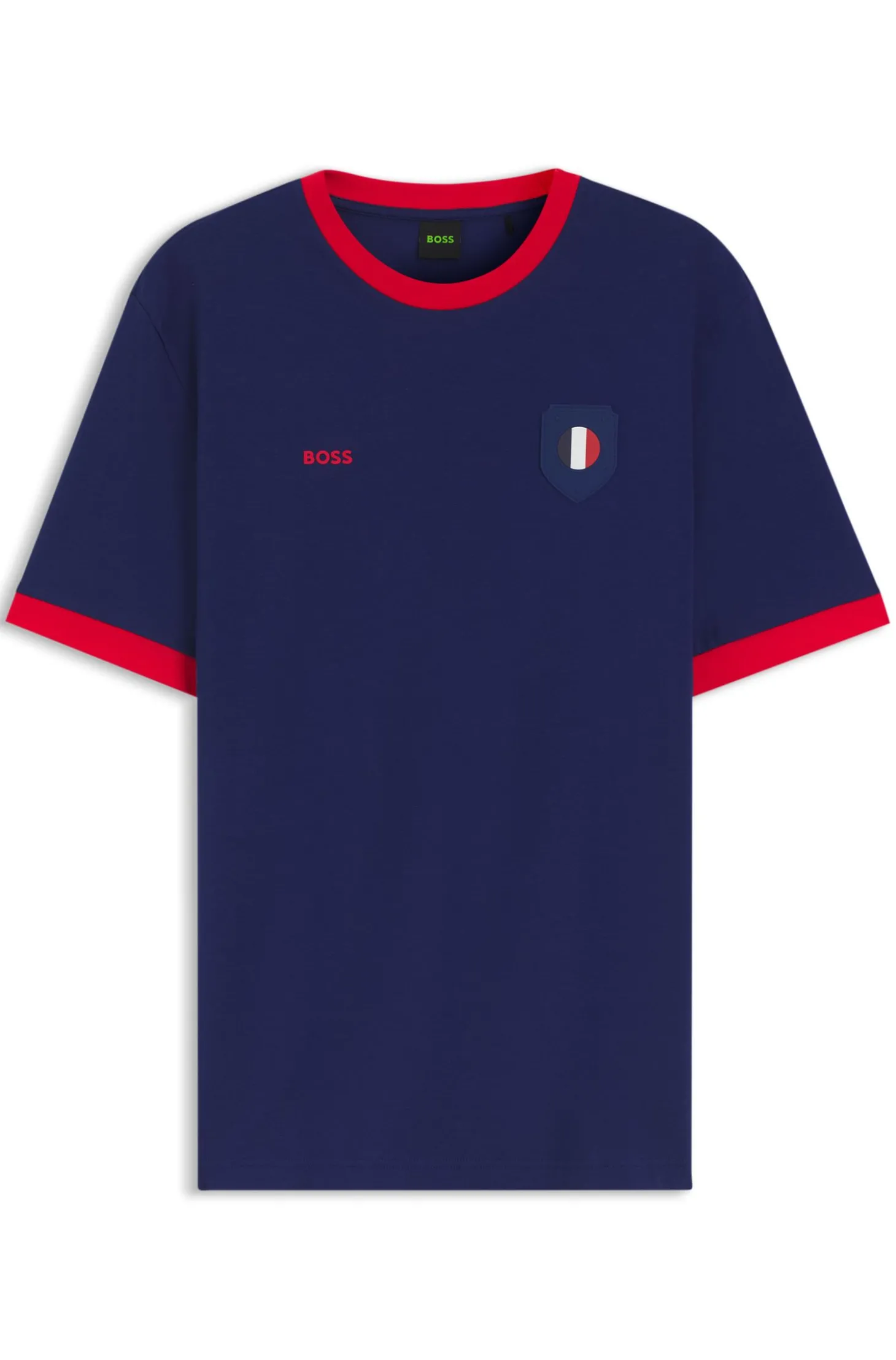 T-Shirt aus Stretch-Baumwolle mit Landesflagge und Logo