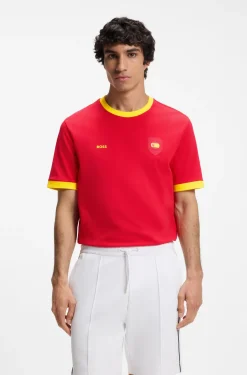 T-Shirt aus Stretch-Baumwolle mit Landesflagge und Logo