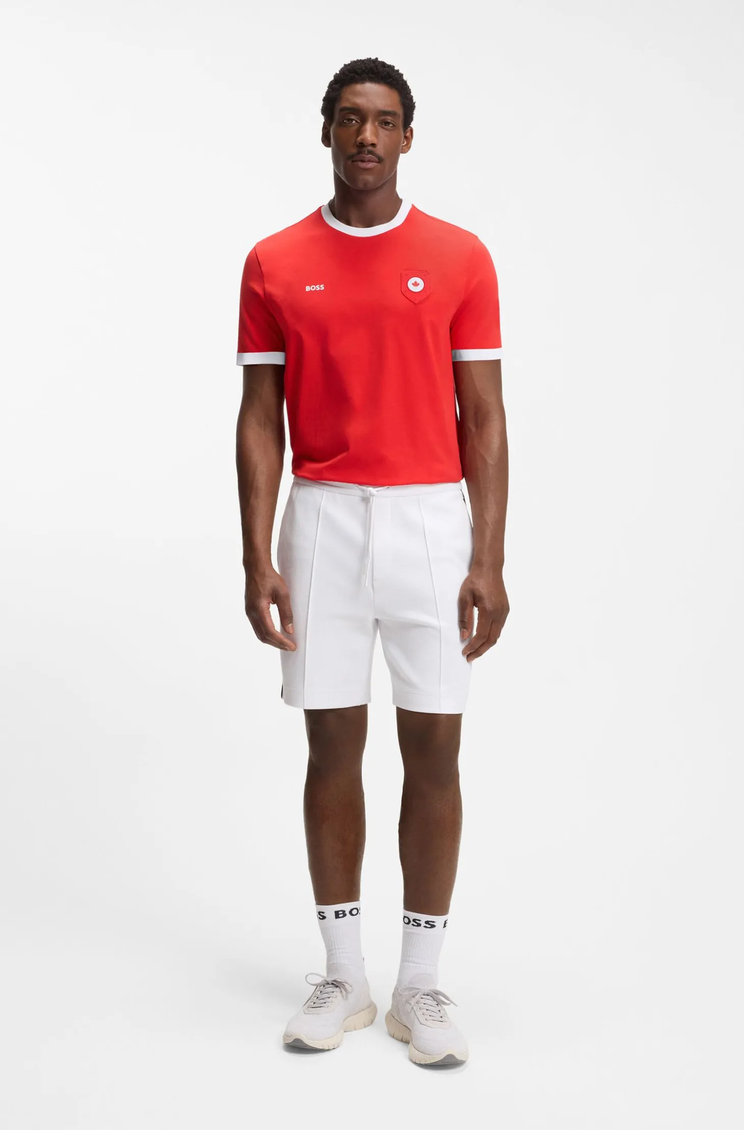 T-Shirt aus Stretch-Baumwolle mit Landesflagge und Logo