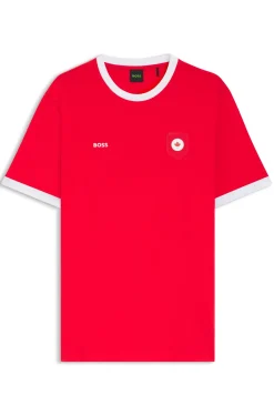 T-Shirt aus Stretch-Baumwolle mit Landesflagge und Logo