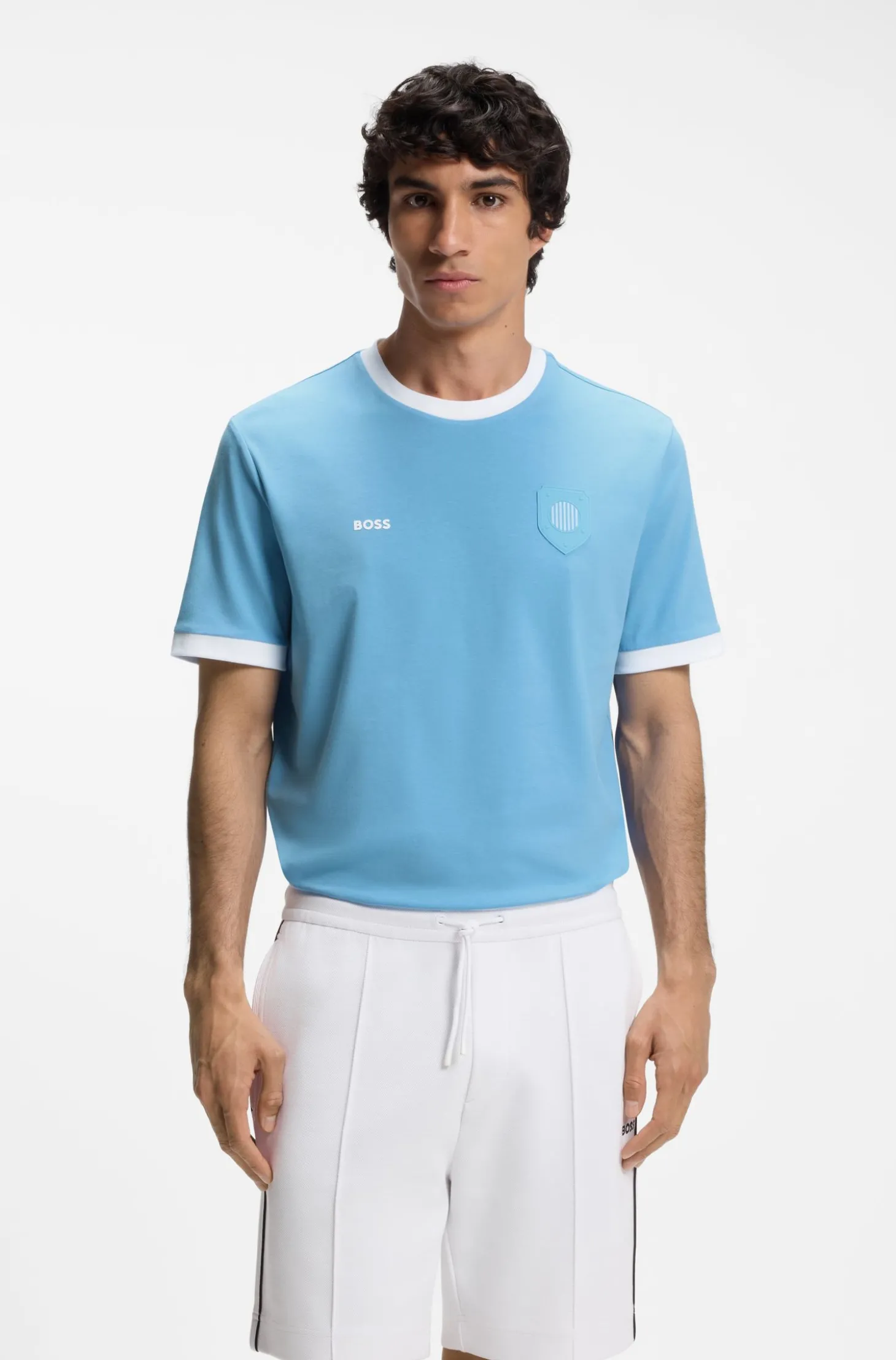 T-Shirt aus Stretch-Baumwolle mit Landesflagge und Logo