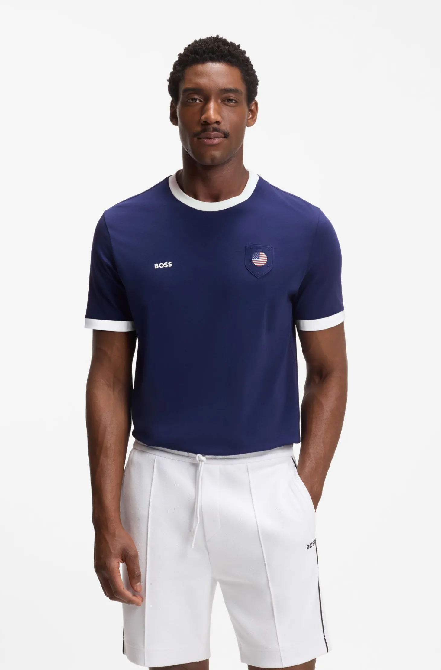 T-Shirt aus Stretch-Baumwolle mit Landesflagge und Logo