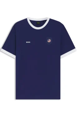 T-Shirt aus Stretch-Baumwolle mit Landesflagge und Logo