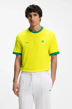 T-Shirt aus Stretch-Baumwolle mit Landesflagge und Logo