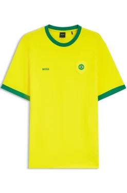 T-Shirt aus Stretch-Baumwolle mit Landesflagge und Logo