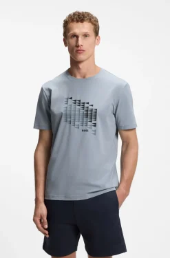 T-Shirt aus Stretch-Baumwolle mit Flaggen-Artwork