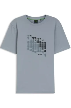 T-Shirt aus Stretch-Baumwolle mit Flaggen-Artwork