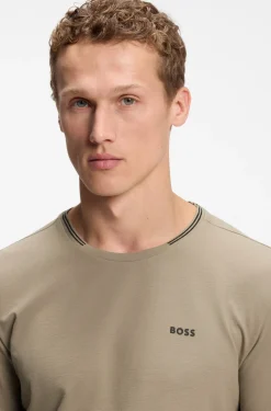 T-Shirt aus Stretch-Baumwolle mit Streifen und Logo