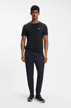 T-Shirt aus Stretch-Baumwolle mit Streifen und Logo