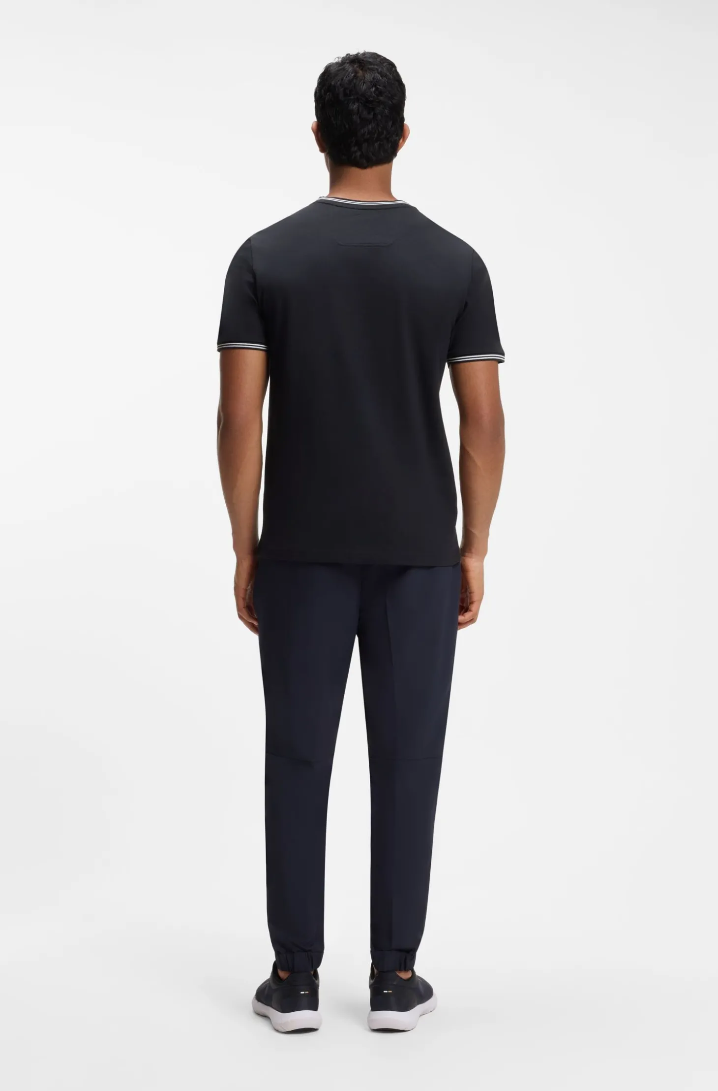 T-Shirt aus Stretch-Baumwolle mit Streifen und Logo