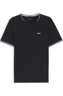 T-Shirt aus Stretch-Baumwolle mit Streifen und Logo
