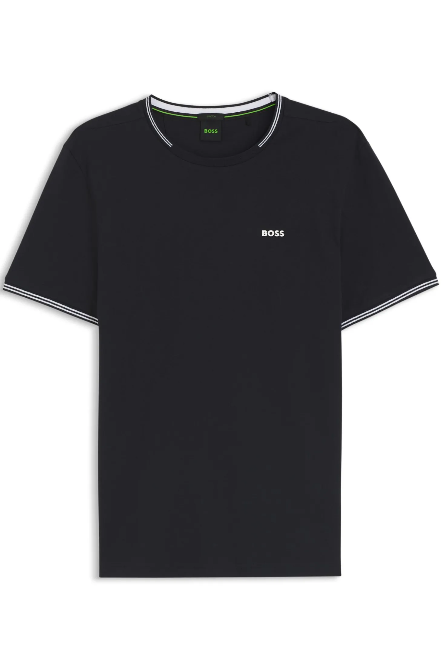 T-Shirt aus Stretch-Baumwolle mit Streifen und Logo