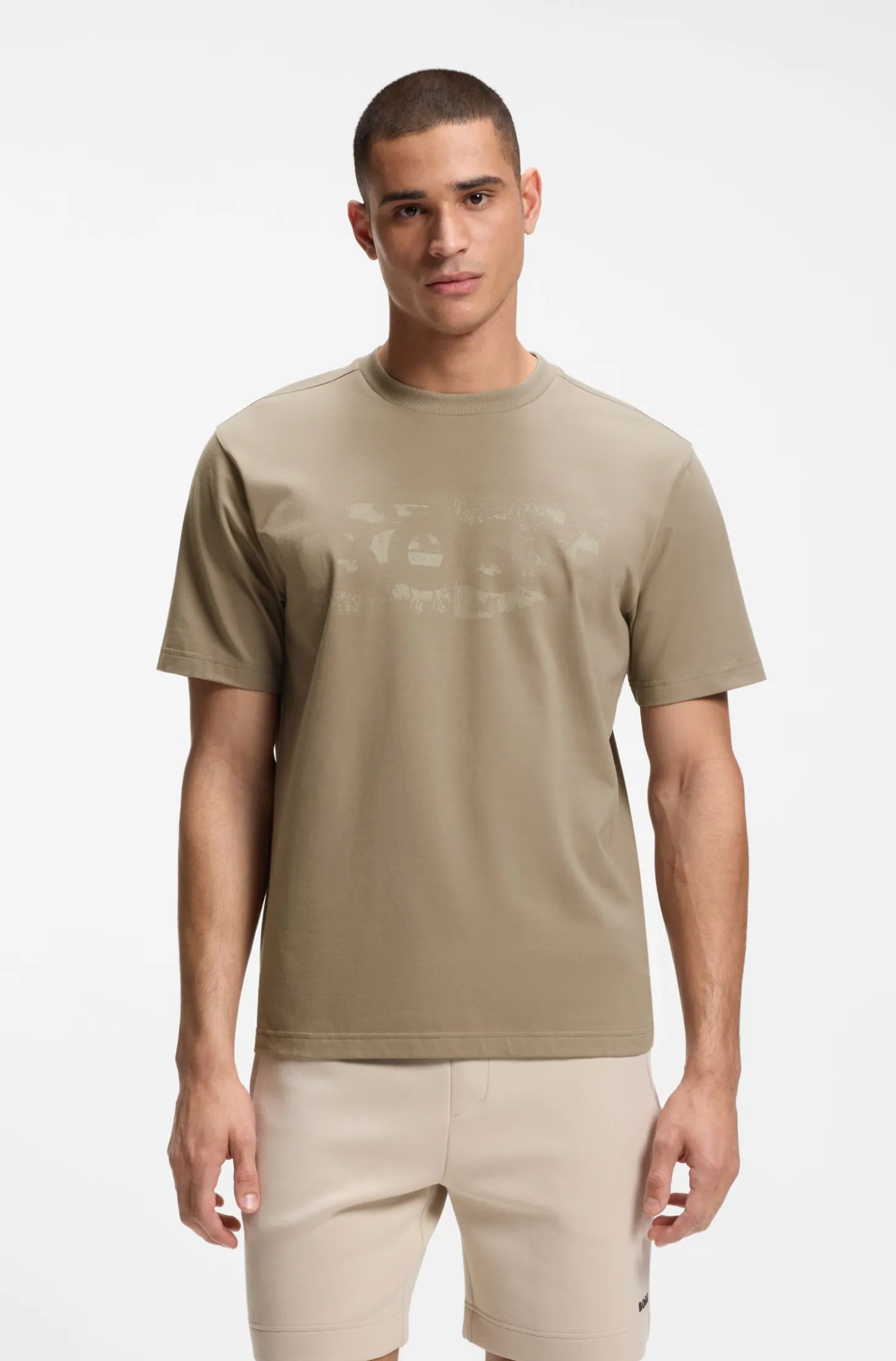 T-Shirt aus Stretch-Baumwolle mit Logo-Artwork