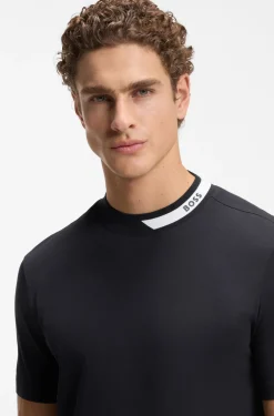 T-Shirt aus Stretch-Baumwolle mit Logo-Kragen