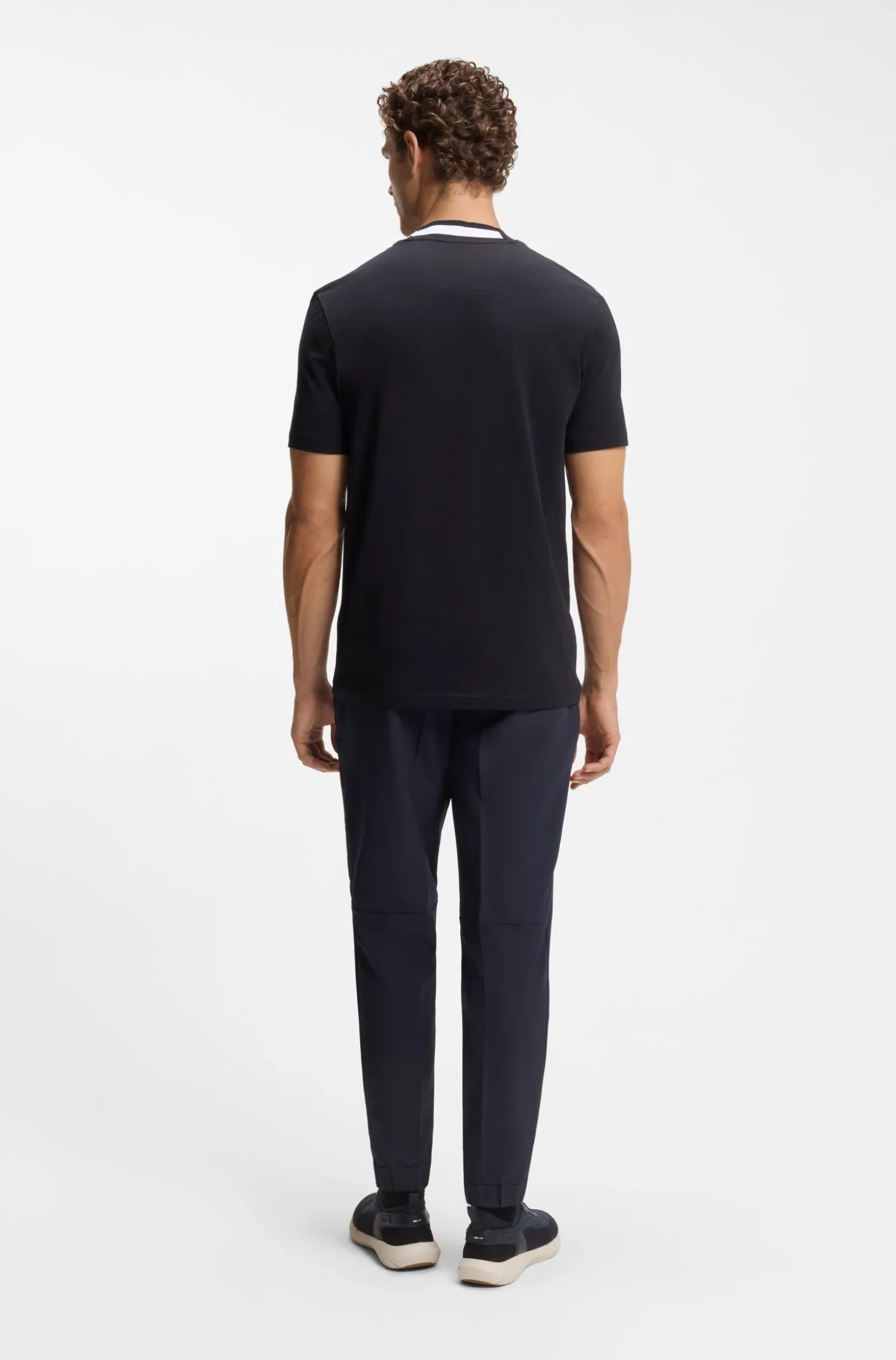 T-Shirt aus Stretch-Baumwolle mit Logo-Kragen