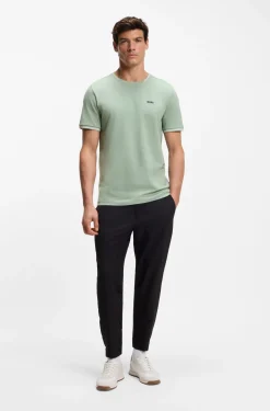 T-Shirt aus Stretch-Baumwolle mit Streifen und Logo