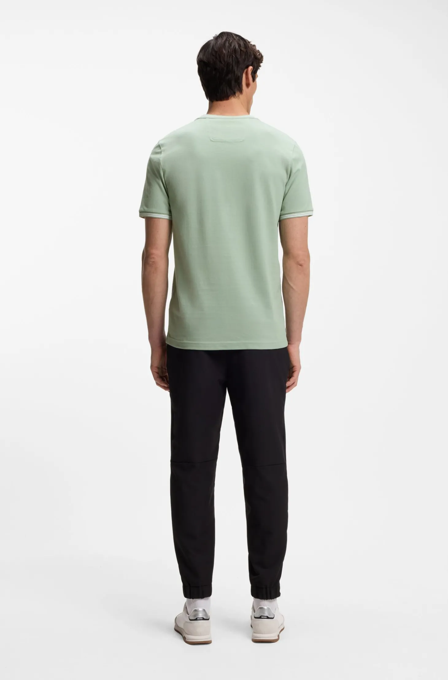 T-Shirt aus Stretch-Baumwolle mit Streifen und Logo