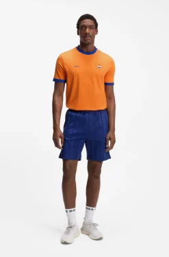 T-Shirt aus Stretch-Baumwolle mit Landesflagge und Logo