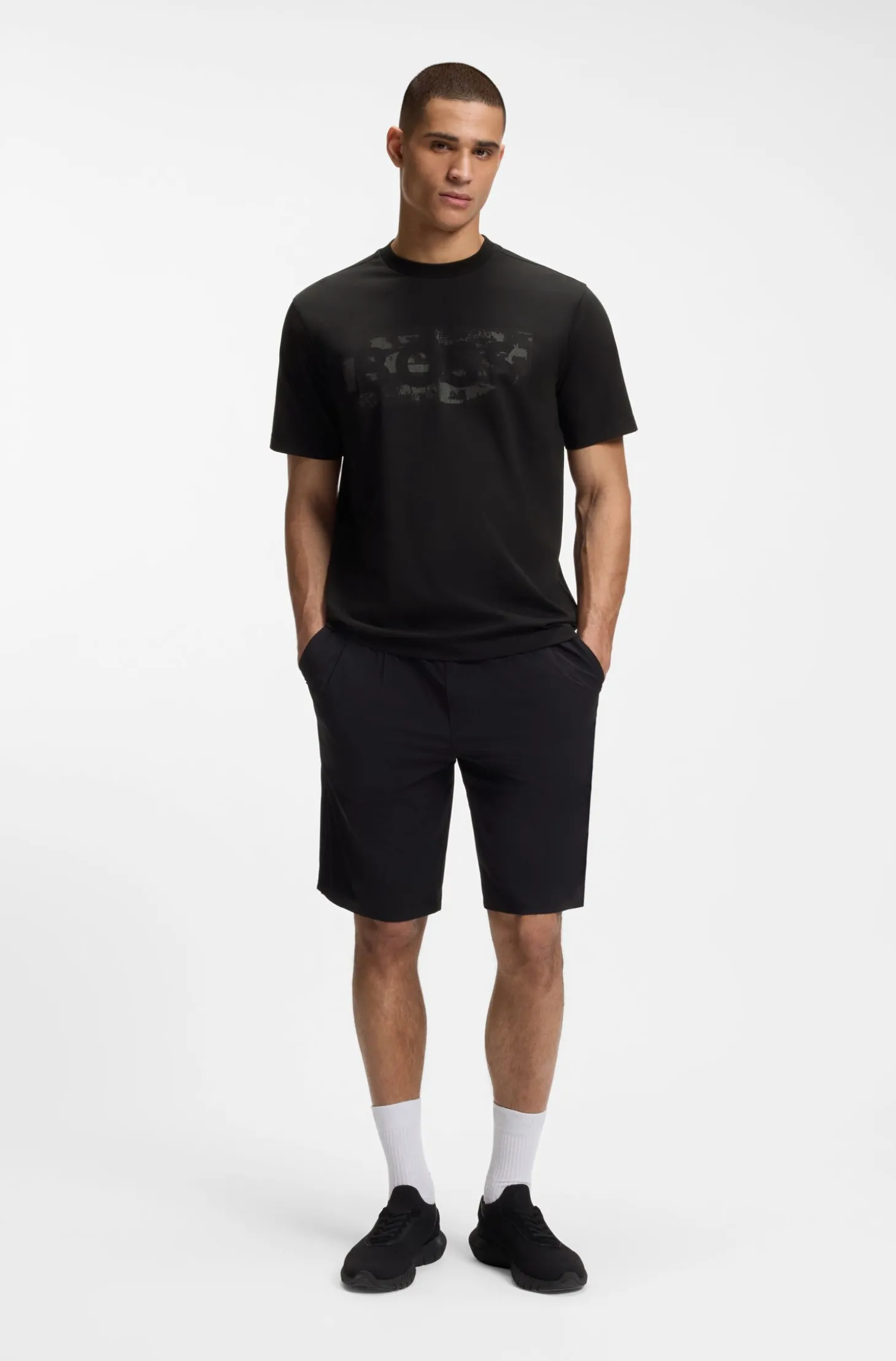 T-Shirt aus Stretch-Baumwolle mit Logo-Artwork