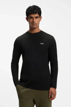 T-Shirt aus Stretch-Baumwolle mit Kontrast-Logo